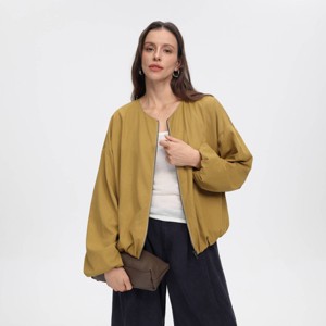 Women's Long Sleeve Zip-Front Bubble Jacket - A New Day™ Yellow S