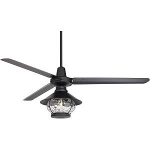 60" Casa Vieja Modern Outdoor Ceiling Fan with LED Light Remote Control Matte Black Damp Rated for Patio Exterior House Home Porch - 1 of 4