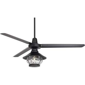 60" Casa Vieja Modern Outdoor Ceiling Fan with LED Light Remote Control Matte Black Damp Rated for Patio Exterior House Home Porch