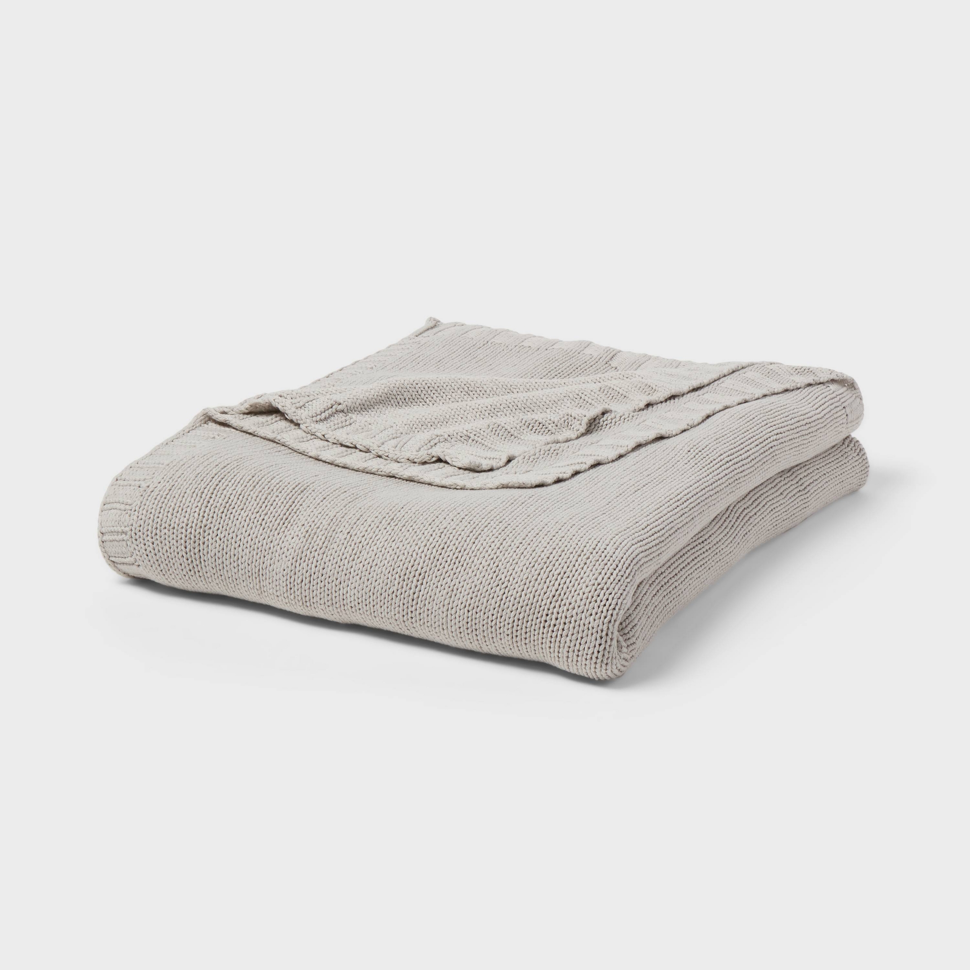 Full/Queen Sweater Knit Bed Blanket Gray - Threshold™