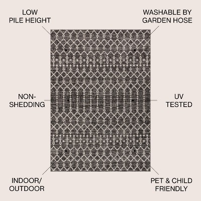 Gray Geometric Flat Woven Indoor/Outdoor Rug 4' x 6'