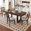 60"-78" Extendable Dining Table with Removable Leaf, Farmhouse Wooden Dinner Table Kitchen Table Office Desk, Natural/Brown-ModernLuxe - 3 of 4