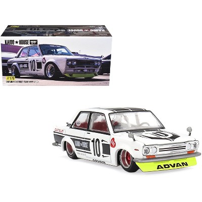 Datsun 510 Street #10 "Team XMM V1" White with Black Stripes "Kaido House" Special 1/64 Diecast Model Car by Mini GT