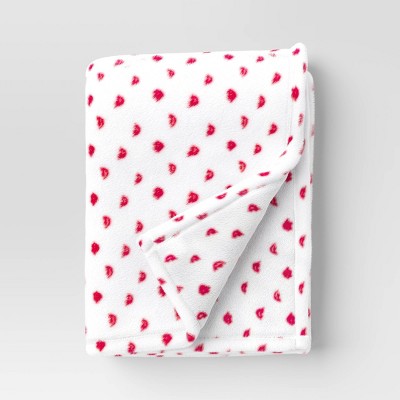 Recycled Poly Printed Lips Plush Throw Ivory/Red - Room Essentials™