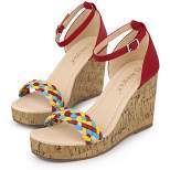 Allegra K Women's Platform Contrast Ankle Strap Wedges Heel Sandals