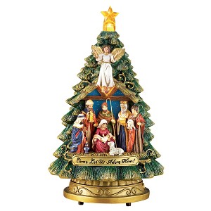 Collections Etc Musical Nativity Scene Christmas Tree 6 X 6 X 10.5 - 1 of 2