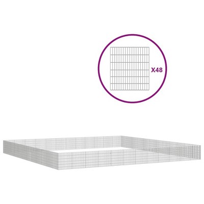 vidaXL Free Range Animal Enclosure - 48 Panel 21.3"x23.6" Galvanized Iron Rabbit Hutch Cage Fencing for Small Pets DIY Assembly in Silver