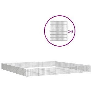 vidaXL Free Range Animal Enclosure - 48 Panel 21.3"x23.6" Galvanized Iron Rabbit Hutch Cage Fencing for Small Pets DIY Assembly in Silver - 1 of 4