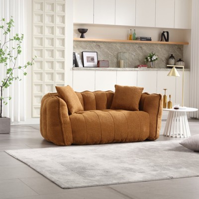 Aukfa Twin Size Bean Bag Chairs, Loveseat Bean Bag Sofa Modern Lazy Sofa Chair with Armrests for Living Room, Bedroom, Apartment