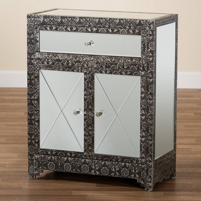 Wycliff Silver Luxe Mirrored Glass 24" Industrial Sideboard