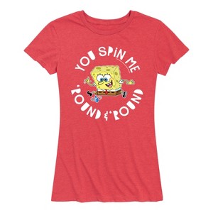 Women's - SpongeBob SquarePants - You Spin me Round Dreidel Short Sleeve Graphic T-Shirt - 1 of 4