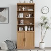 Wooakway 49"H Modern Wooden Decorative Storage Cabinet Versatile for Entryway Living Room Hallway in Black - 3 of 4