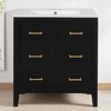 30" Bathroom Vanity with Ceramic Sink, 3 Drawers, Solid Wood Frame,Retro Cabinet, Pre-Drilled for 4" Faucet, Storage Organizer - 2 of 4