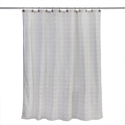 Windowpane Texture Shower Curtain Natural - SKL Home: Polyester, Machine Washable, 70x72 Inch, Buttonhole Top