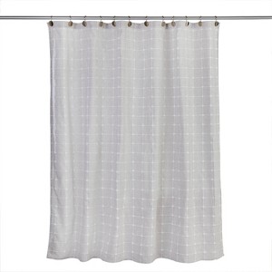 Windowpane Texture Shower Curtain Natural - SKL Home: Polyester, Machine Washable, 70x72 Inch, Buttonhole Top - 1 of 4