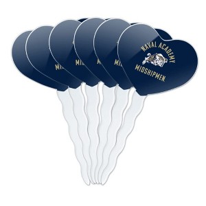 US Naval Academy Midshipmen Heart Love Cupcake Picks Toppers Decoration Set of 6 - 1 of 4