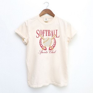 Simply Sage Market Women's Softball Sports Club Short Sleeve Garment Dyed Tee - 1 of 3