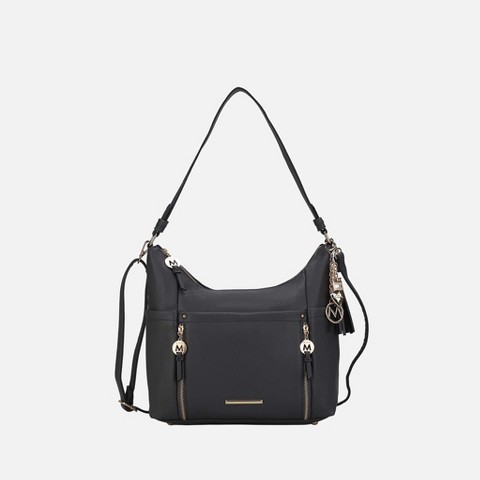 MKF Collection Shoulder Handbag, Ruby Vegan Leather with Adjustable Strap – MKF Collection by Mia K – Charcoal