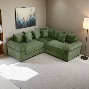 79.1" Corduroy Cloud L-Shaped Modular Sectional Sofa with Thick Cushions & Wide Armrests - 1 of 4