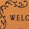 HomeRoots 17" X 29" Natural And Black Scrollwork Welcome Outdoor Coir Door Mat - 4 of 4