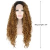 Unique Bargains Women's Long Water Wave Lace Front Wigs with Wig Cap 24" 1PC - 2 of 4