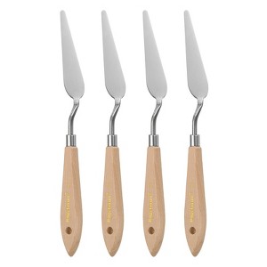 Unique Bargains Stainless Steel Pointy Wood Handle Painting Mixing Knife 4 Pcs - 1 of 4
