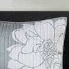 6Pcs quilt Set Floral Print Reversible Quilt with Embroidered Pillows, Summer Cotton Sateen, Grey, Full/Queen - 4 of 4