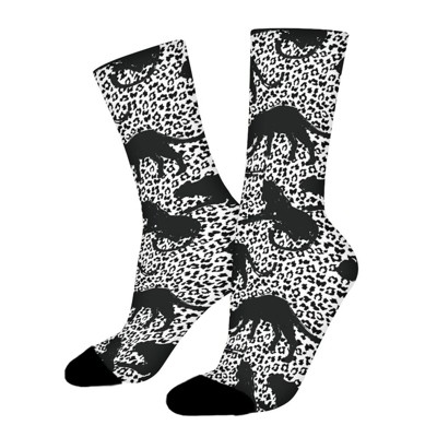 Silhouettes Of Leapord Women Printed Crew Socks Funny Funky Socks Soft Polyester Novelty Gifts for Artists Men