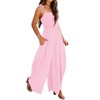 Coolmee Women Smocked Sleeveless Jumpsuits Summer Casual Spaghetti Strap Square Neck Wide Leg Rompers with Pockets - 4 of 4