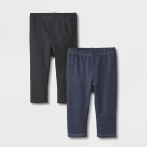 Toddler Girls' 2pk Adaptive Capri Leggings - Cat & Jack™ Black/Black - 1 of 4