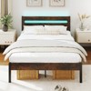 Costway Full Size Bed Frame with Built-in Charging Station Sturdy Mattress Foundation Rustic Brown + Black/Walnut + Black - 4 of 4