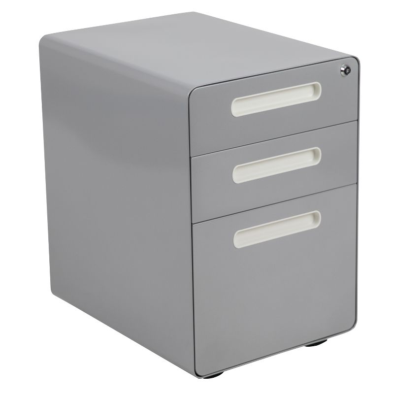Flash Furniture Ergonomic 3-Drawer Mobile Locking Filing Cabinet with Anti-Tilt Mechanism and Hanging Drawer for Legal & Letter Files, 1 of 14