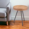 HomeRoots 23" Natural and Gray Rattan and Steel Round End Table - 2 of 4