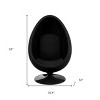 HomeRoots 35" Black Fiberglass And Wool Swivel Egg Chair - 3 of 4