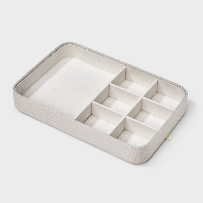 Section Stackable Tray Jewelry Organizer with Ring Rolls and Dividers - A New Day™ Cream