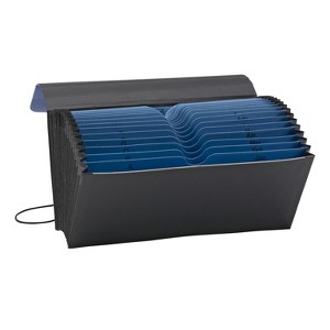 Smead Handy File, Alphabetic (A-Z) and Monthly (Jan.-Dec.) 21 Pockets, Flap and Cord Closure, Blue/Black (70506) - 1 of 4