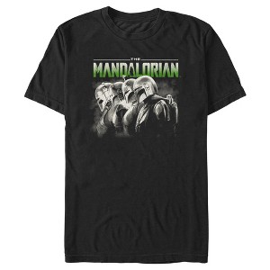 Men's Star Wars: The Mandalorian Black and White Helmets Line Up T-Shirt - 1 of 4