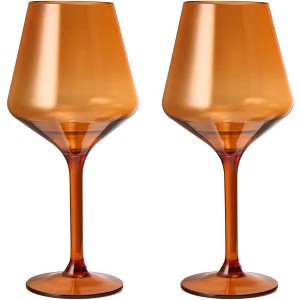 The Wine Savant Shatterproof Burnt Orange Acrylic Wine Glasses, Stylish & Luxurious Design, Unique Addition to Home Bar - 2 pk - 1 of 1