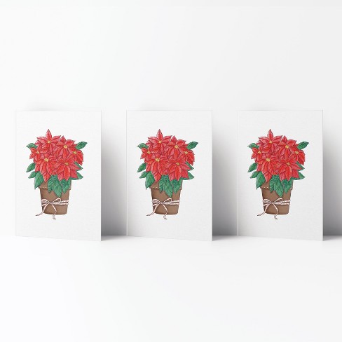 Poinsettia Winter/Holiday/Christmas Greeting Card Pack Sets (3 ct) by Ramus & Co - image 1 of 4