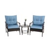 VisioGear 3 Pieces Patio Seating Sets with Coffee Table, Outdoor Rattan Chair Conversation Sets, Blue, 25.59"*25.59"*33.07" - 2 of 4