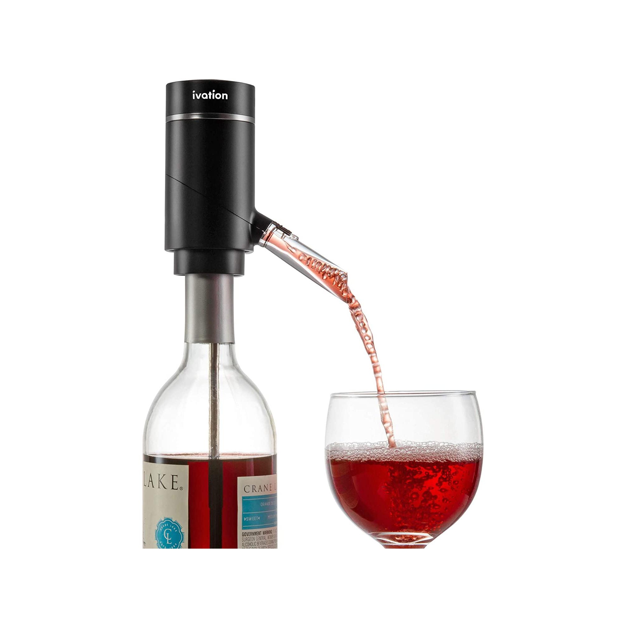 Ivation Electric Wine Aerator and Dispenser, Rechargeable Automatic Wine Pourer with Touch Button