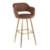 Fixed Faux Leather Contemporary Bar Stool with Low Back and Metal Legs for Home Bar or Kitchen (Set of 2) - 2 of 4