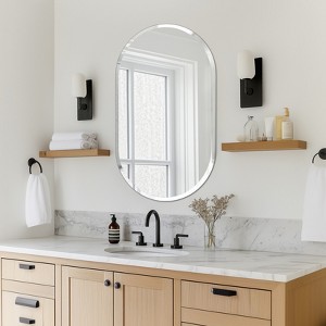 Artloge Long Oval Frameless Bathroom Mirror Silver Wall Mirror Modern with Contemporary Mirror for Room Entryway Hallway - 1 of 4