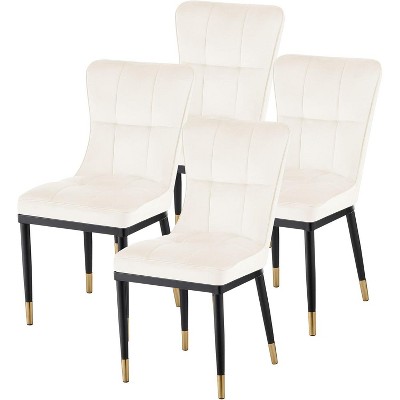 Bekrvio Dining Chairs -Modern Velvet Waffle High Back,Upholstered Armless Accent Side Chairs with Metal Legs for Dining/Living Room