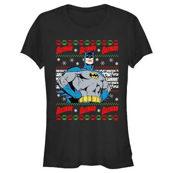 Juniors Womens Batman Christmas Sweater T-Shirt