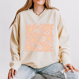 Simply Sage Market Sunny Days Ahead Daisies Lightweight Garment Dyed Sweatshirt - 1 of 4