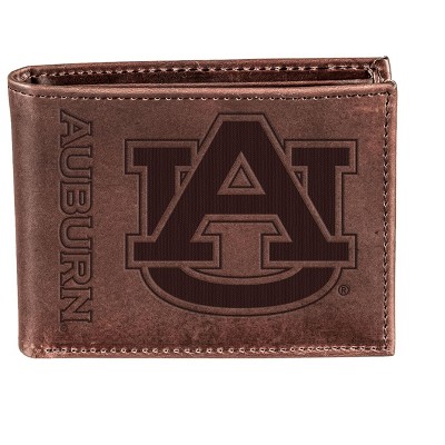 Evergreen NCAA Auburn Tigers Brown Leather Bifold Wallet Officially Licensed with Gift Box