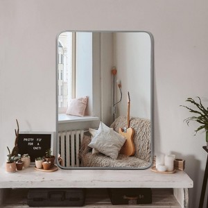 Serio Thin Frame Mirror,Rounded Corner Rectangular Decorative Mirrors,Bathroom Vanity Mirrors-The Pop Home - 1 of 4