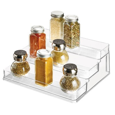 iDESIGN Linus Plastic Stadium Spice Racks Tiered Organizer Clear: Kitchen Cabinet Storage, Hand Wash, 10x9x4 inches — фото 2