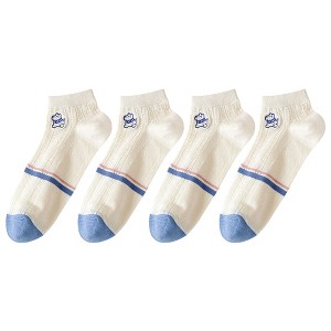 Anna-Kaci 4 Pairs Women's Low-Cut Mesh Knit Cotton Socks Cute Pattern Breathable Stretch for Everyday Casual Wear - 1 of 4